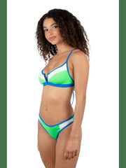 Summer Block V Wire Bralette Bikini Top - Imperial Blue / Grass Green