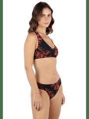 Hidden Tropical Halter Bikini Top - Black