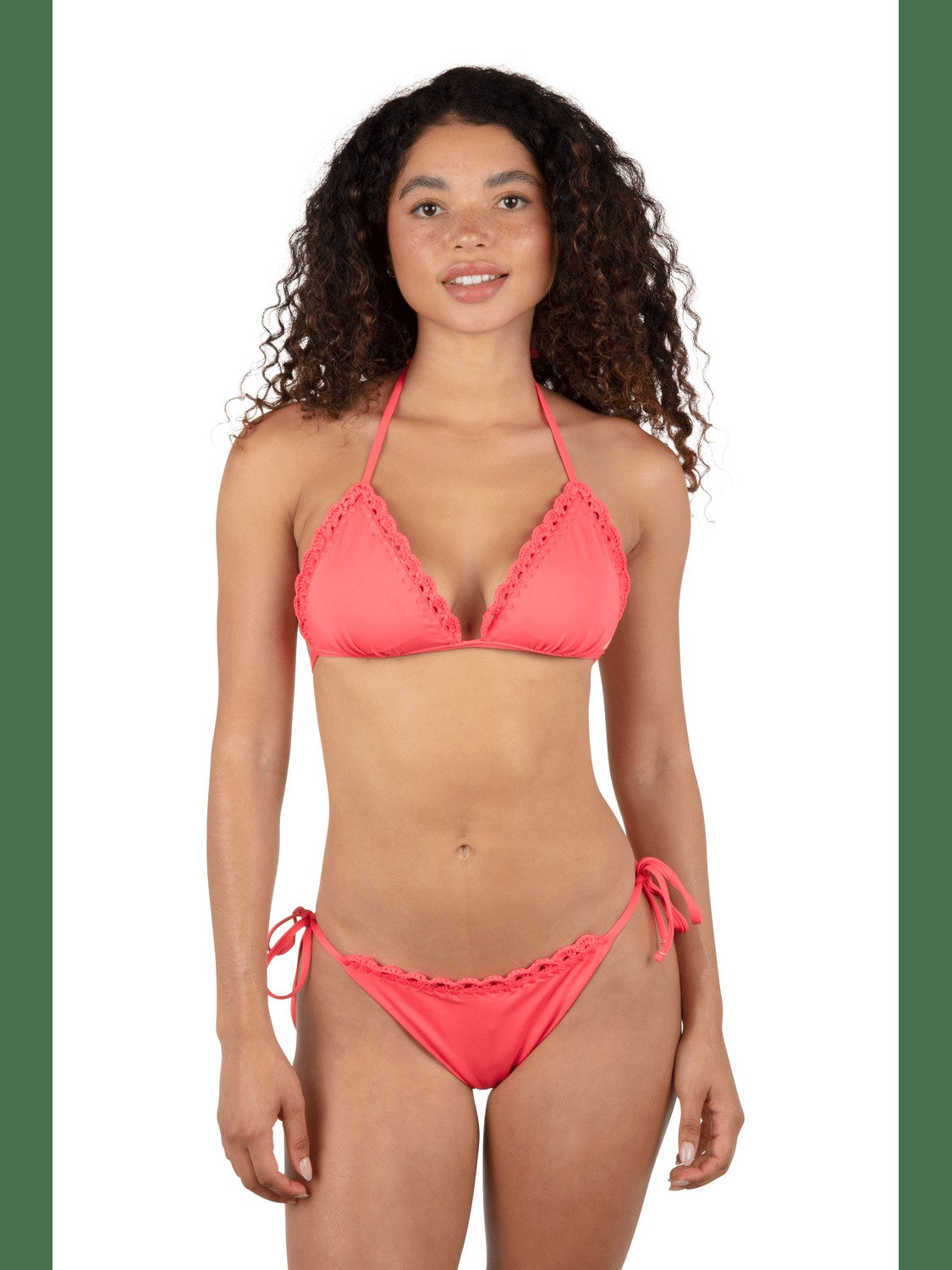 Macrame Cheeky Side Tie Bikini Bottom - Poppy