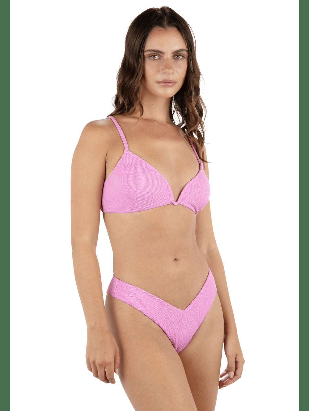 New Wave Jacquard V Bralette Bikini Top - Aster