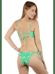 Pop Blooms Bandeau Bikini Top - Grass