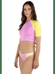 Summer Block Mod Scoop Bikini Bottom - Aster / Mimosa