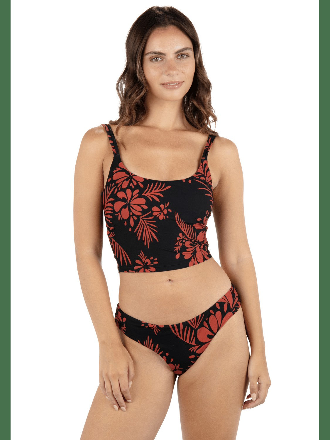 Hidden Tropical Tankini Top - Black
