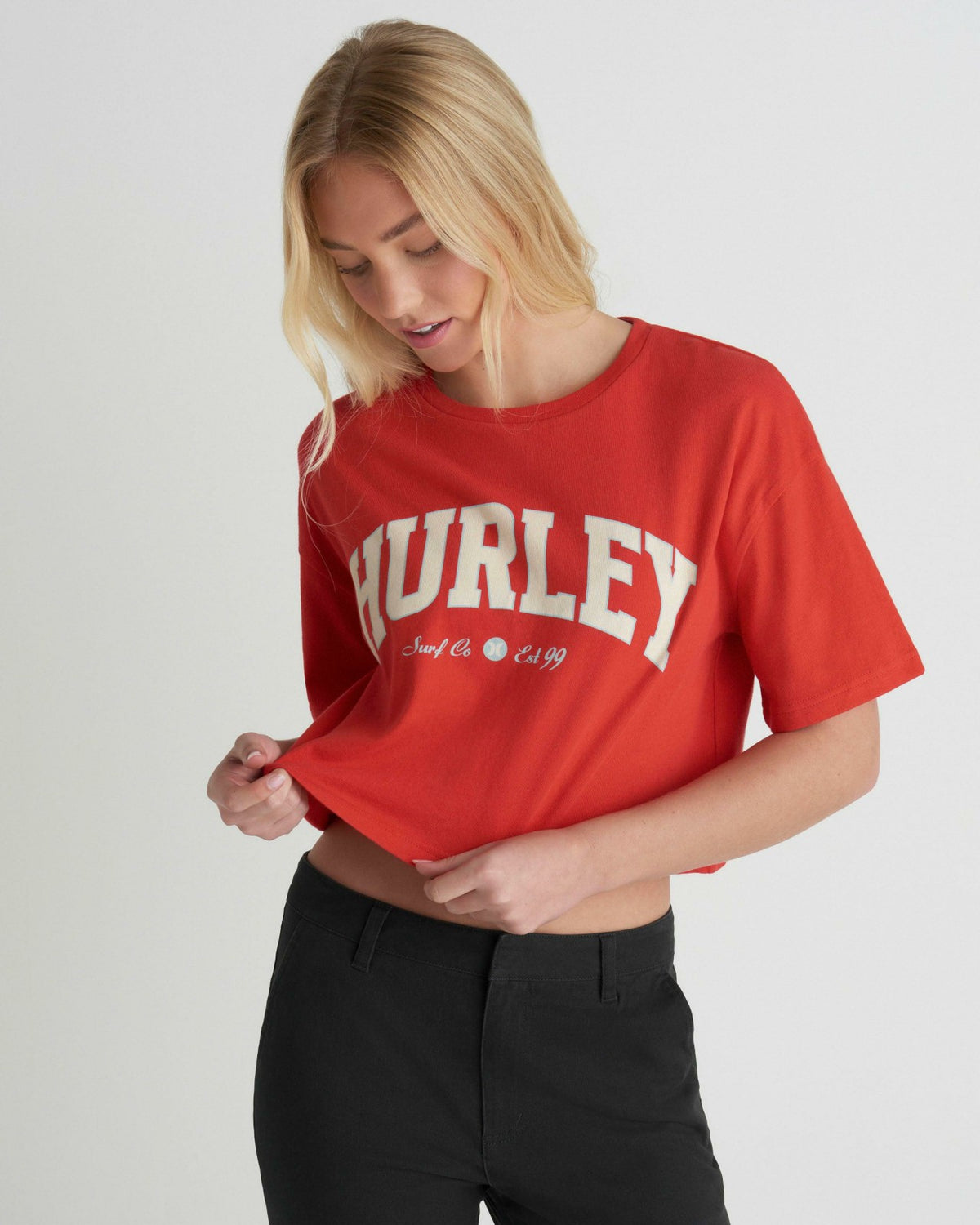 Surf Hooky Boxy Crop Tee - Float Red