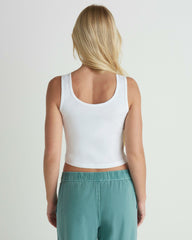 Championship Scoop Crop Tank - White