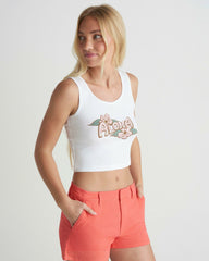Aloha Scoop Crop Tank - White