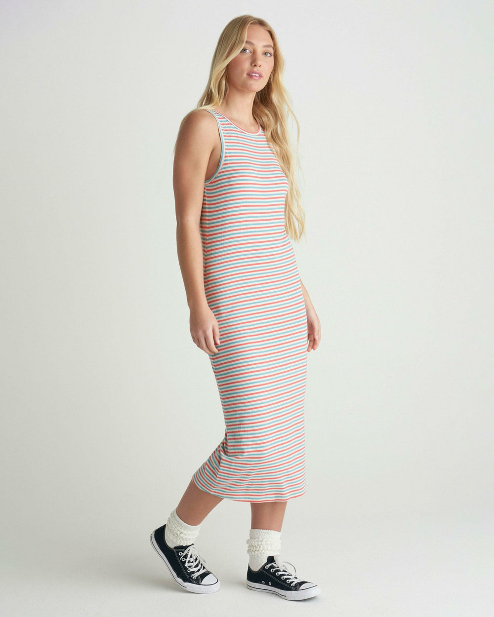 Breezy Midi Dress - Coral Blossom