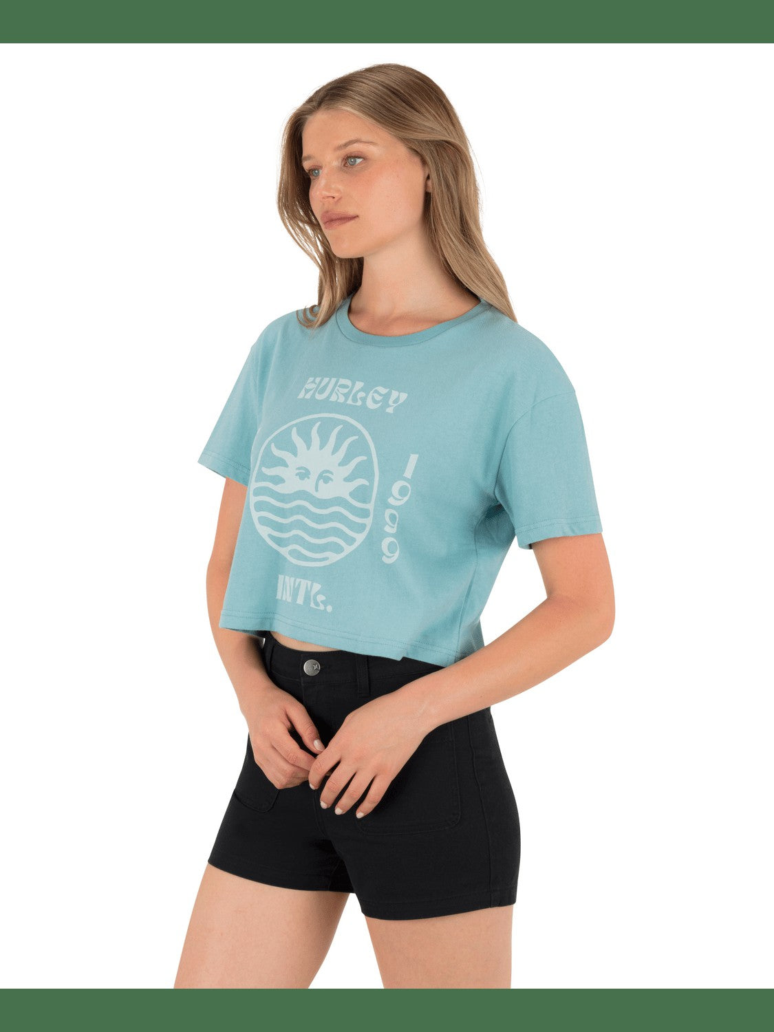 Bliss Boxy Crop Tee - Reef Waters
