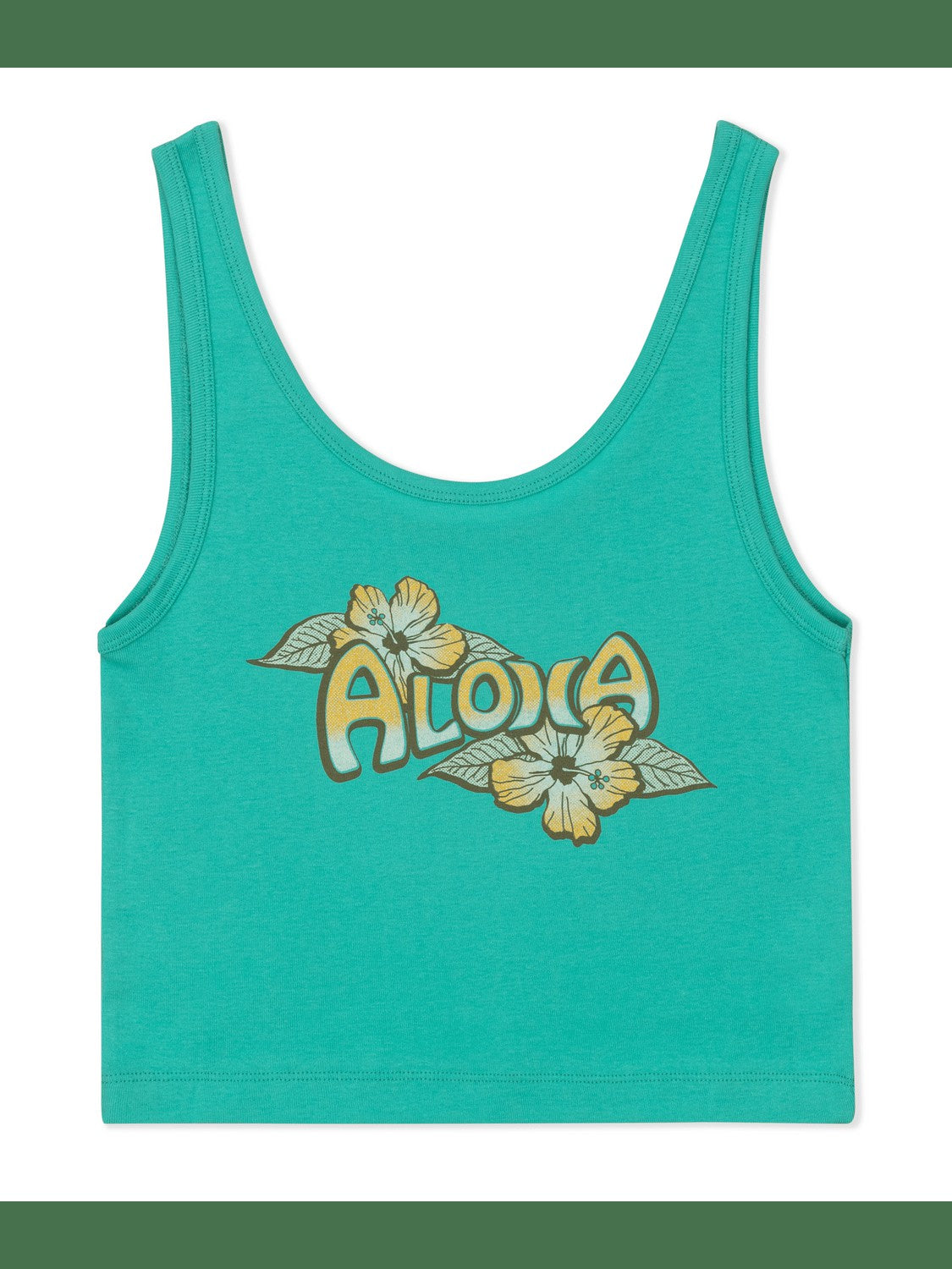 Aloha Scoop Crop Tank - Water Garden