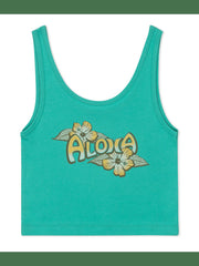 Aloha Scoop Crop Tank - Water Garden