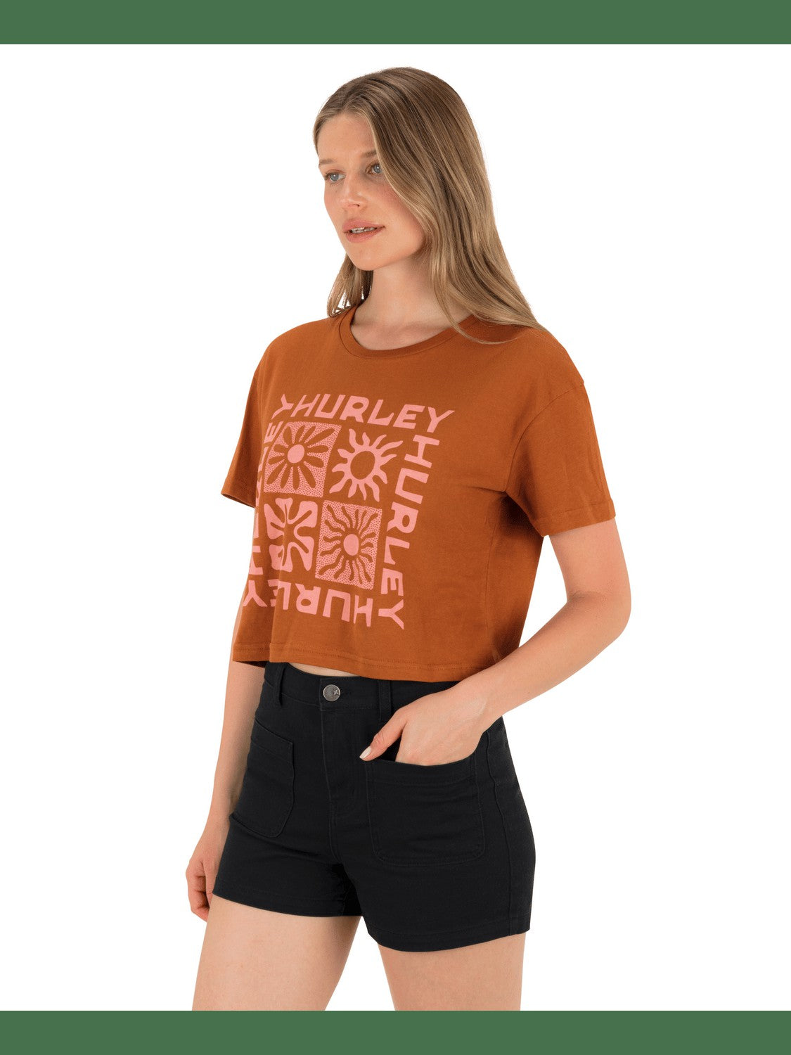 Botany Boxy Crop Tee - Leather Brown