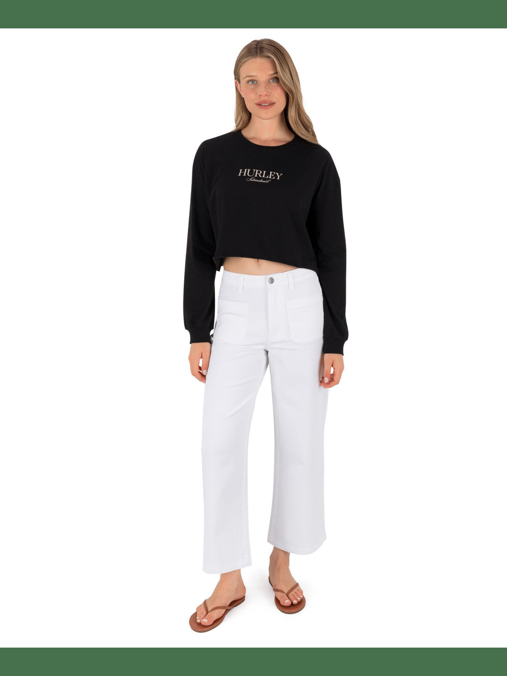 Floreal L/S Crop Tee - Black