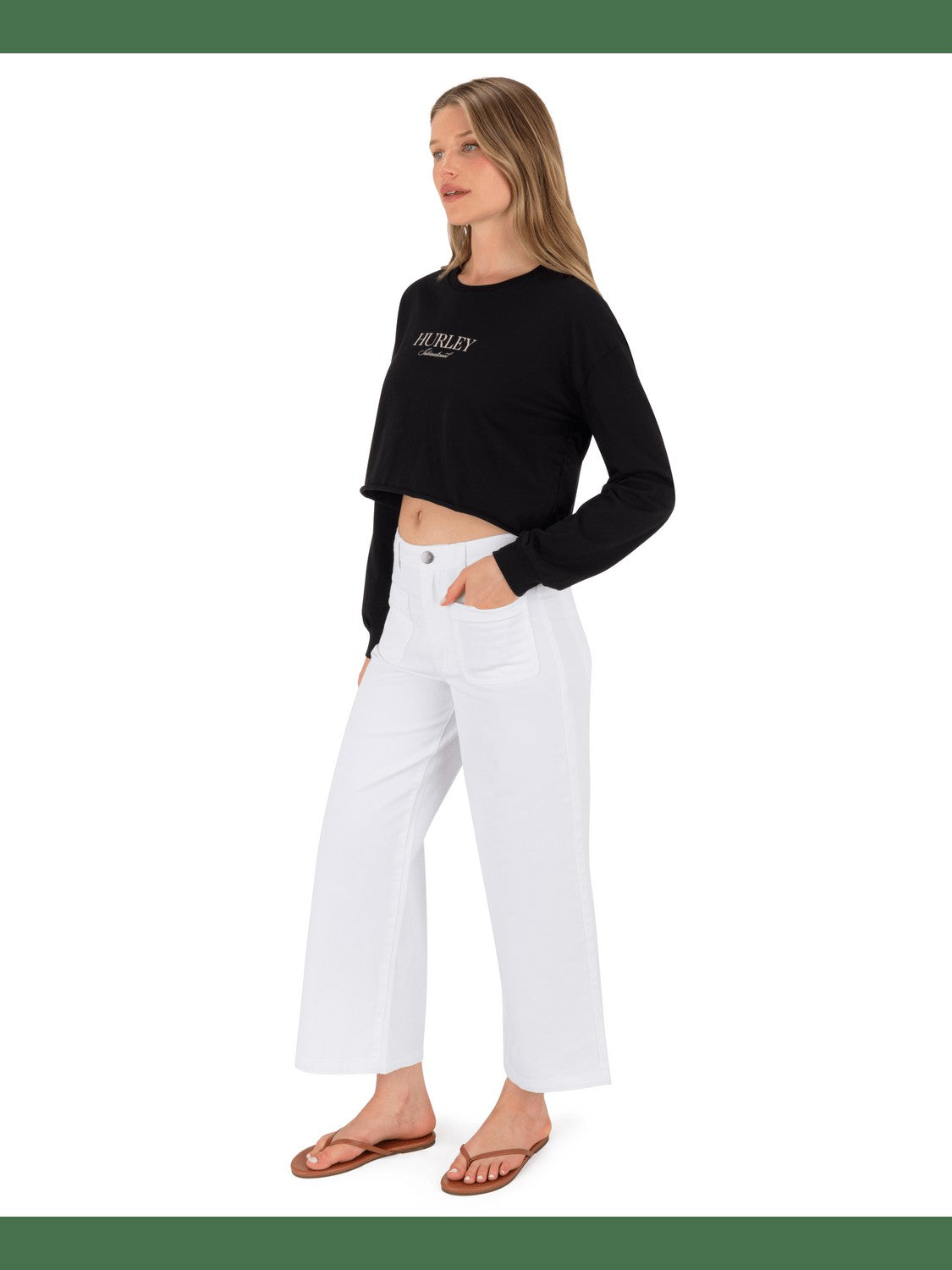 Floreal L/S Crop Tee - Black