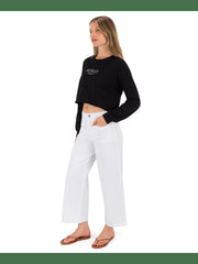 Floreal L/S Crop Tee - Black