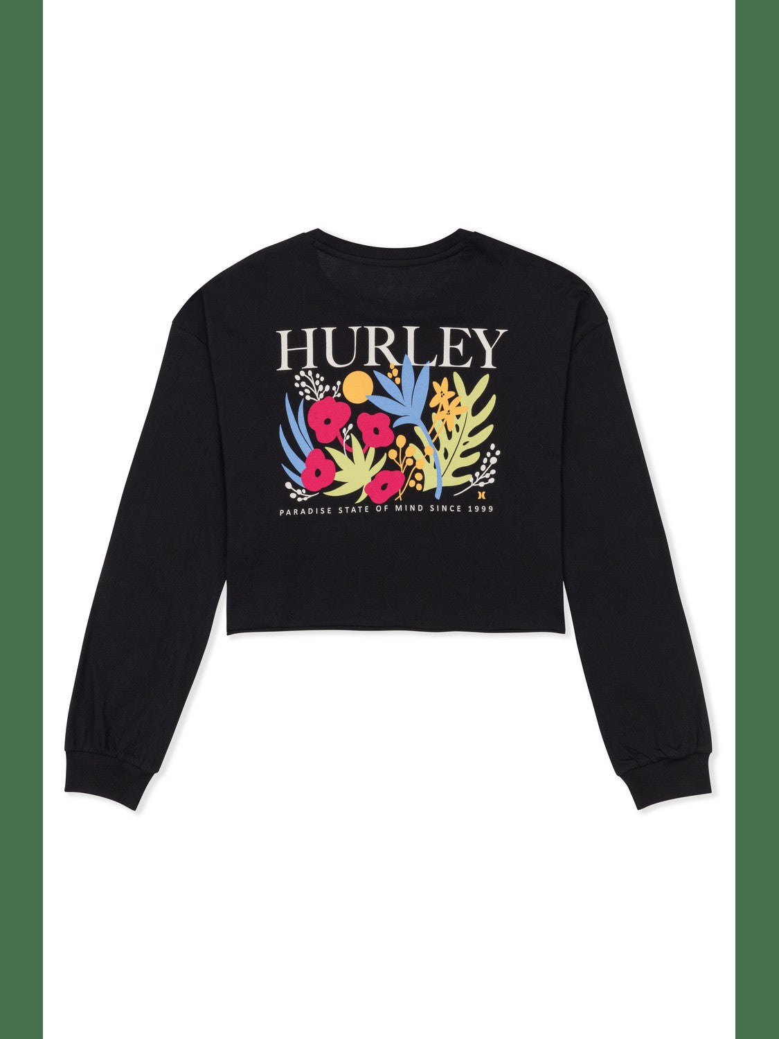 Floreal L/S Crop Tee - Black