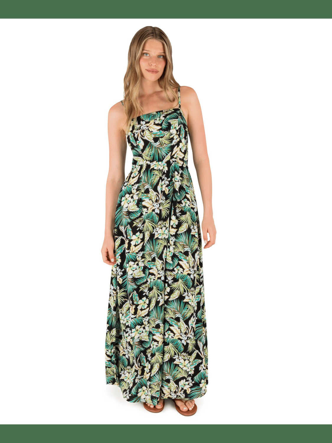 Fall Palms Maxi Dress - Black