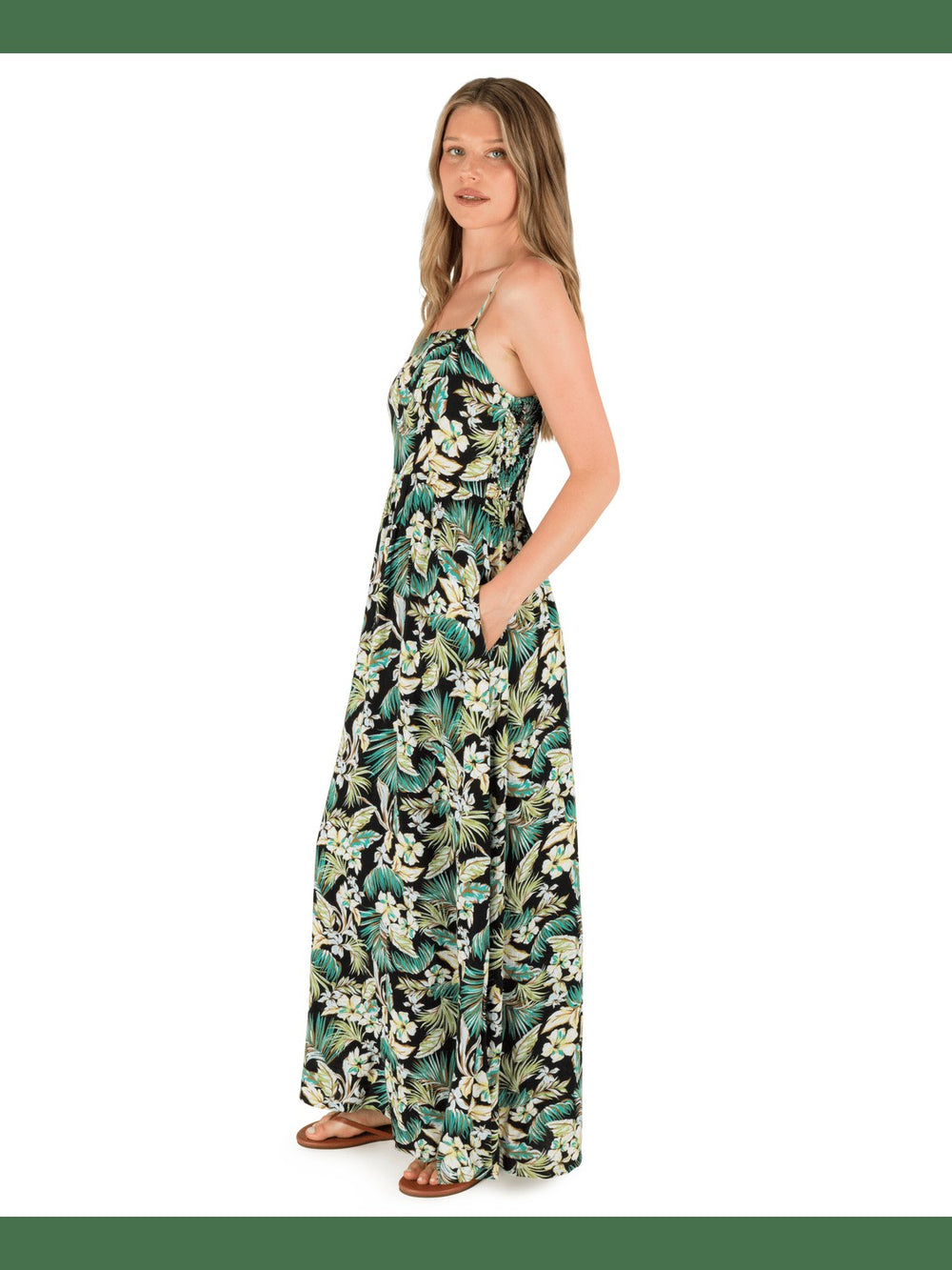 Fall Palms Maxi Dress - Black