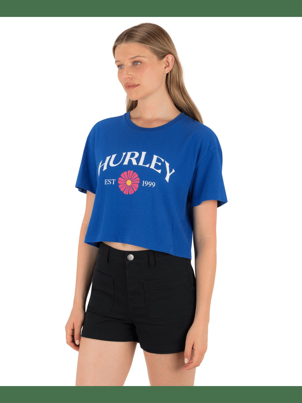 Fine Establishment Boxy Crop Tee - Ocean Blue